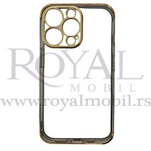 Silikonska Futrola sa NIKLOVANIM OBODOM za iPhone 7 Plus zlatna --R147