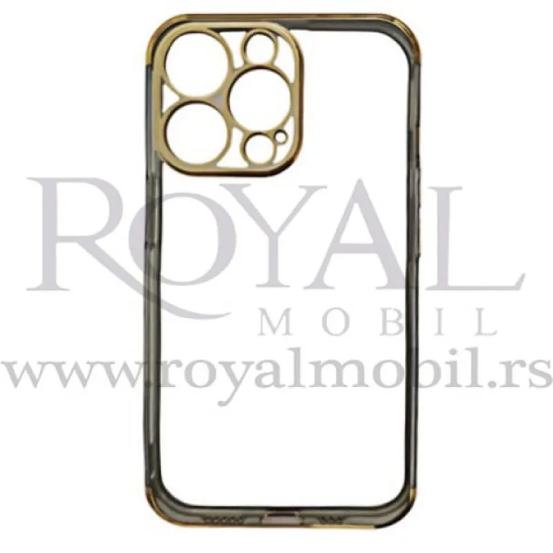 Silikonska futrola sa Niklovanim obodom za iPhone XR zlatna 