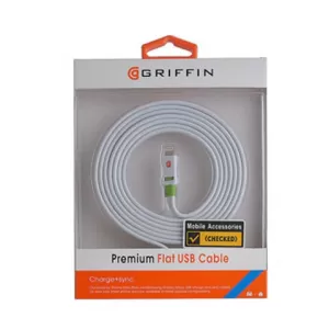 USB data kabal GRIFFIN PREMIUM FLAT 3m za Iphone 5G/5S/5C/6G/6 PLUS beli