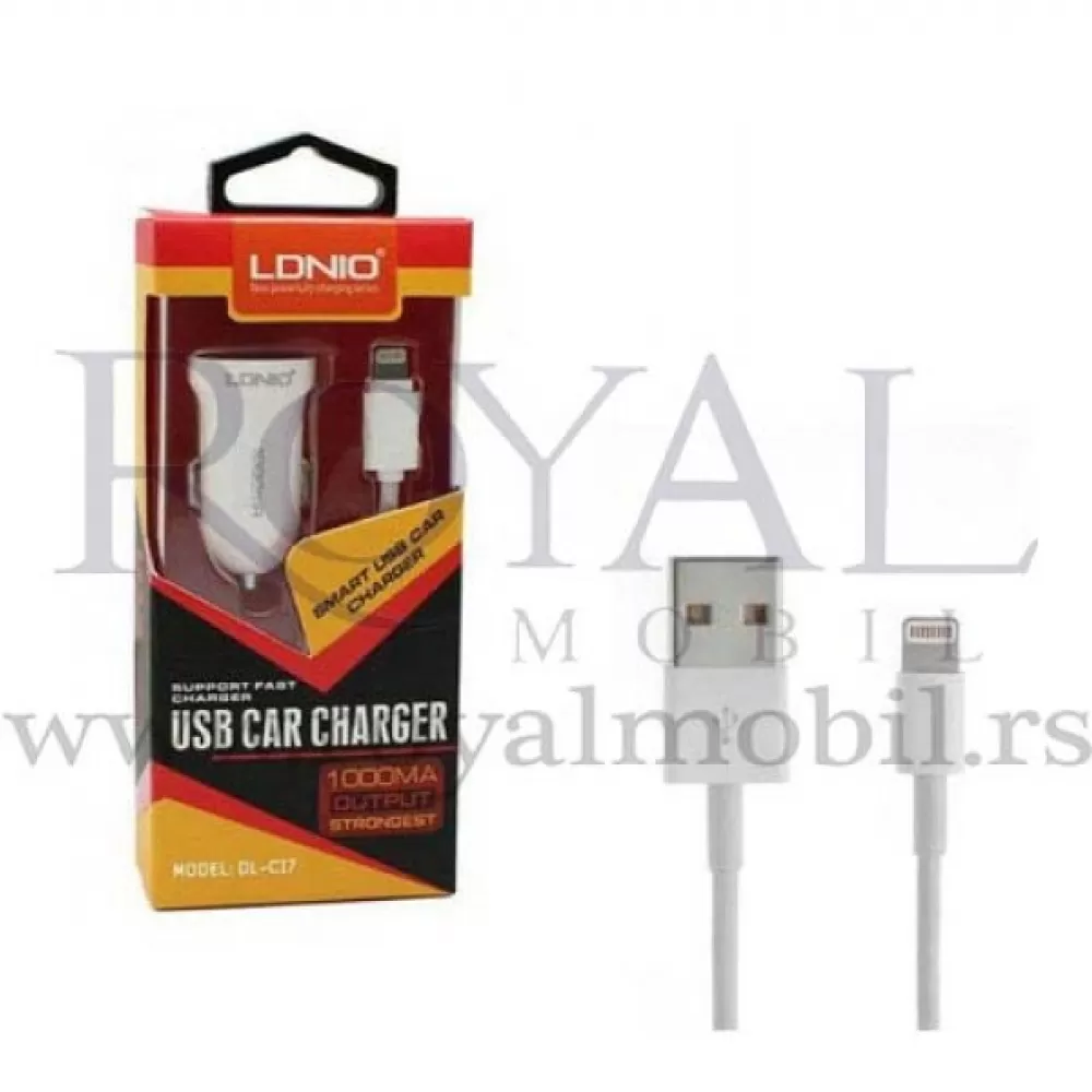 Auto punjac LDNIO DL-C17 USB 5V/1A za Iphone lightning beli