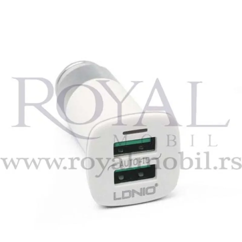 Auto punjac LDNIO Double Auto-ID C301 3.6A 2xUSB micro beli