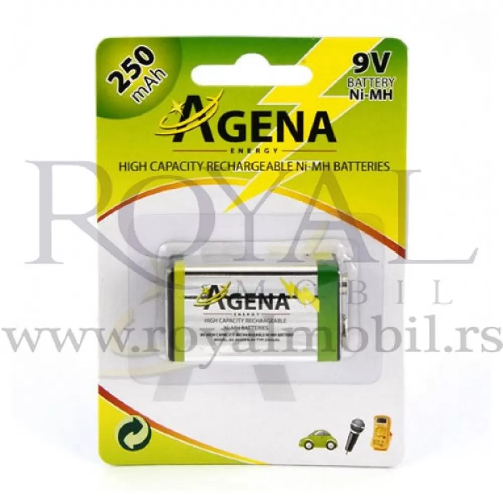 Baterija AGENA ENERGY 9V 250mAh Ni-MH punjiva baterija