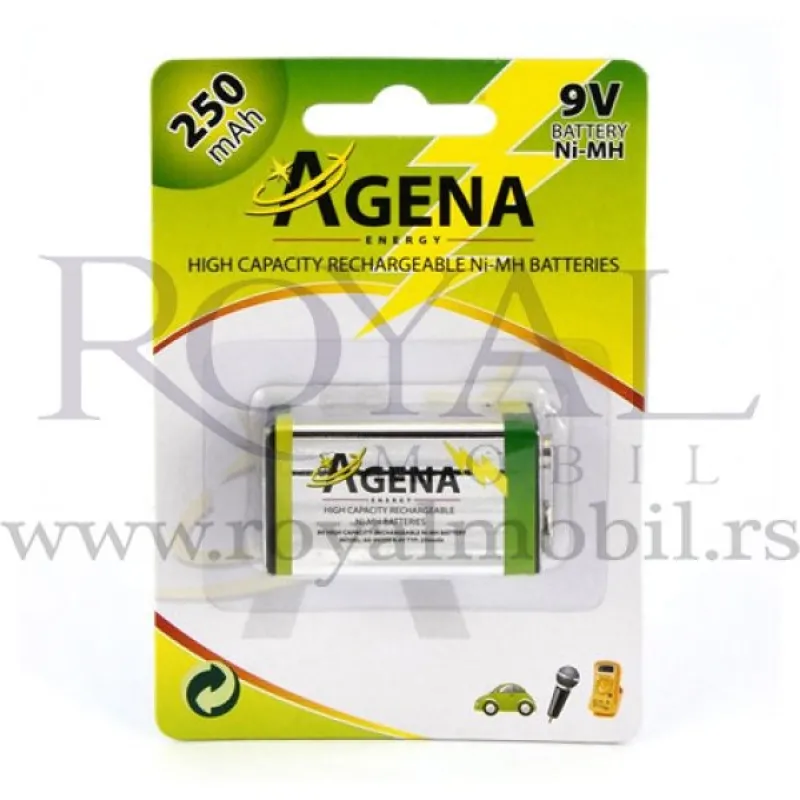 Baterija AGENA ENERGY 9V 250mAh Ni-MH punjiva baterija