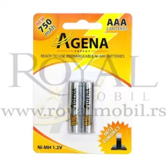 Baterija AGENA ENERGY AAA 1.2v 750mah Ni-Mh pakovanje 2kom. punjiva baterija