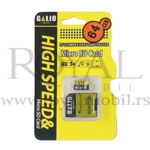 Memorijska kartica GALIO Micro SD sa adapterom 64GB