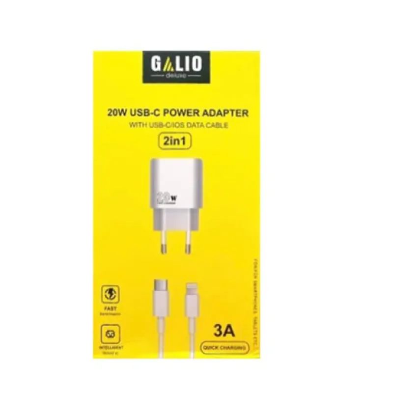 Kucni punjac GALIO FAST 2in1 20W (GL02C) Type C (Tip C) / iPhone (Lightning) beli