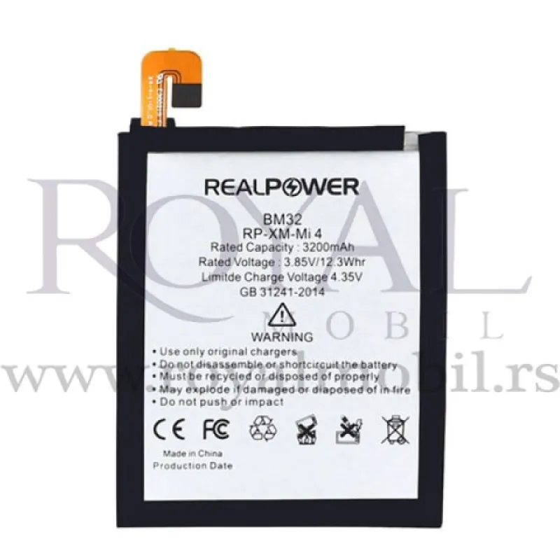 Baterija REALPOWER za Xiaomi Mi 4 Bm32 (3200mAh)
