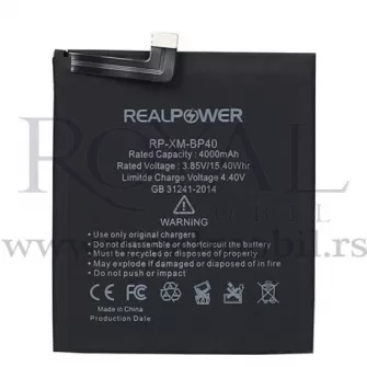 Baterija REALPOWER za Xiaomi Mi 9T / Mi 9T Pro Bp40 (4000mAh)