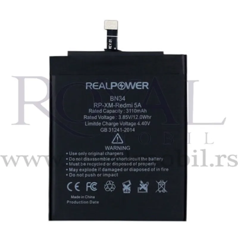 Baterija REALPOWER za Xiaomi Redmi 5A Bn34 (3110mAh)