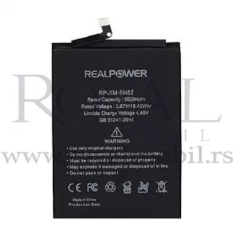 Baterija REALPOWER za Xiaomi Redmi Note 9 Pro Bn52 (5020mAh)