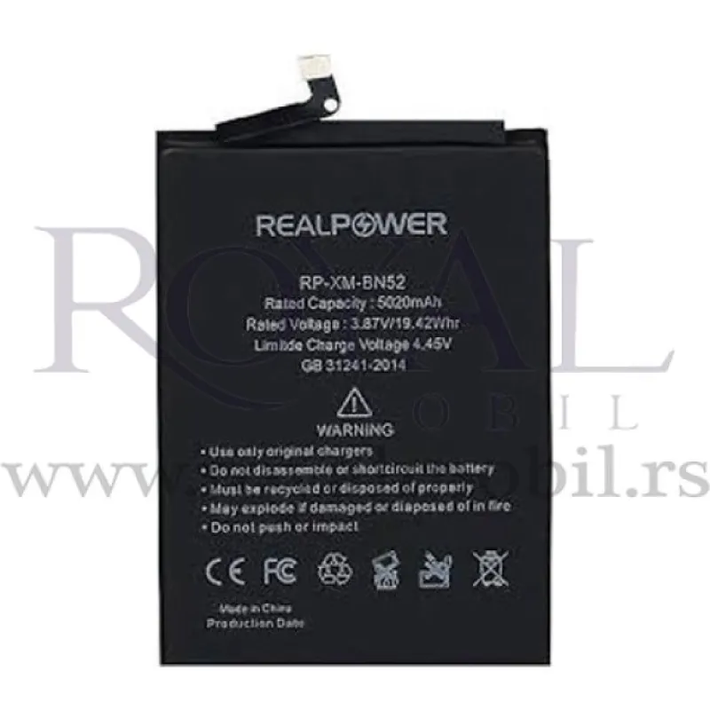 Baterija REALPOWER za Xiaomi Redmi Note 9 Pro Bn52 (5020mAh)