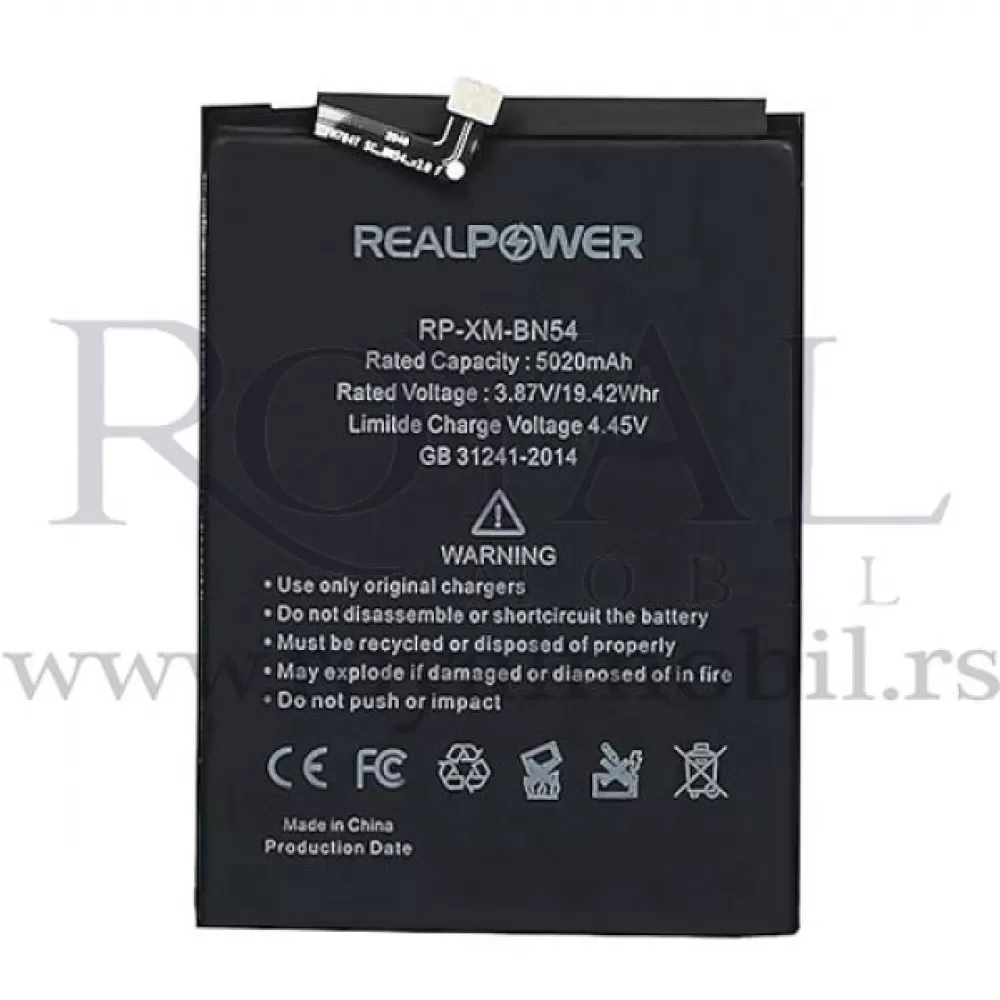 Baterija REALPOWER za Xiaomi Redmi Note 9 Bn54 (5020mAh)