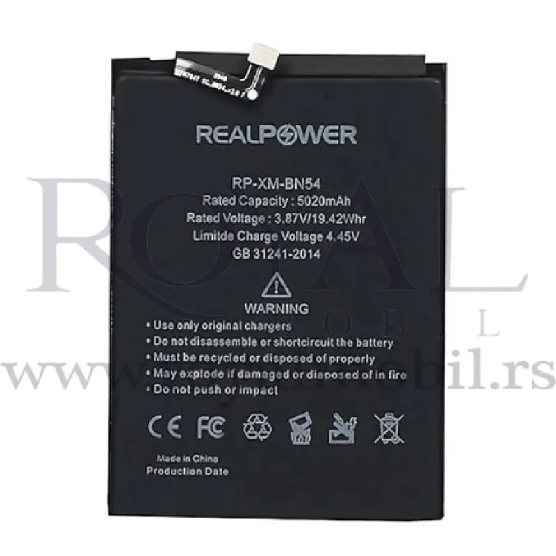 Baterija REALPOWER za Xiaomi Redmi Note 9 Bn54 (5020mAh)