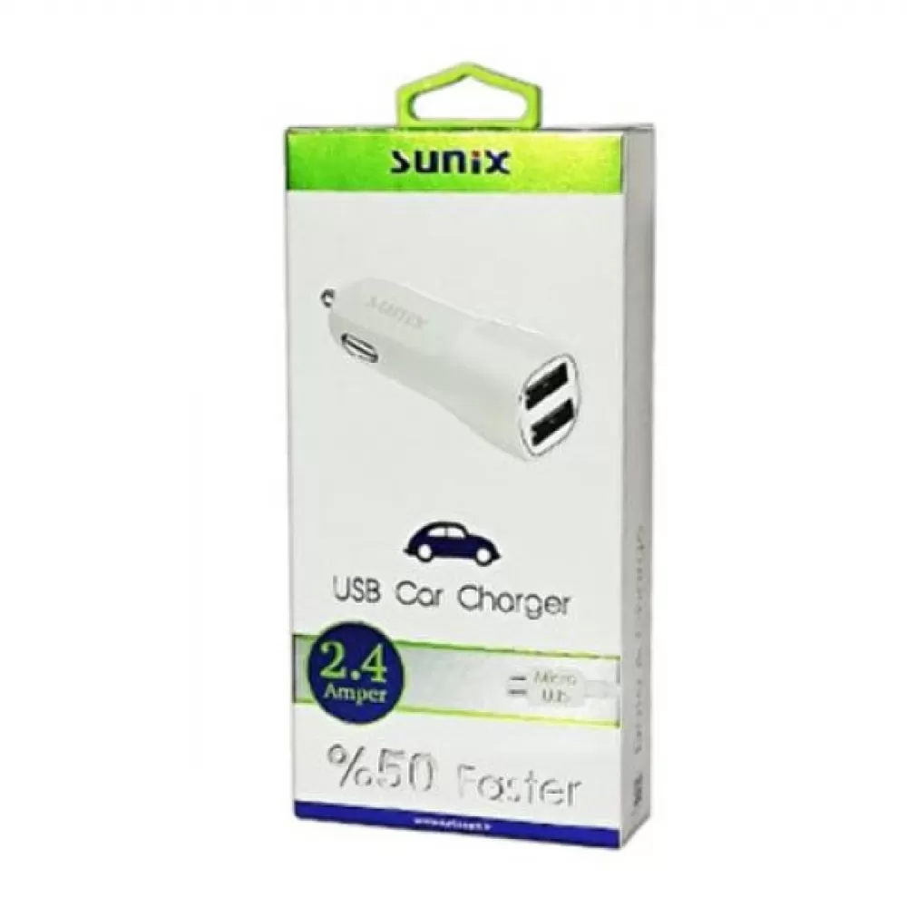 Auto punjac SUNIX 2xUSB (S-307) 2.4A Micro beli