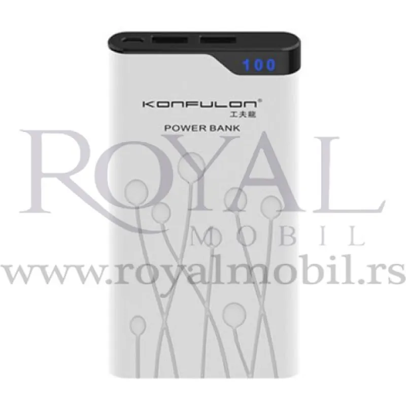 Power bank KONFULON H8 10000mAh sa dva USB led display bela