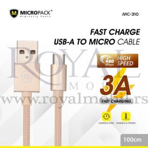 USB kabal MICROPACK FAST 3A USB-A / micro USB MC-310 zlatna