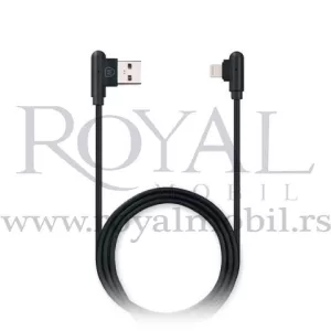 USB kabal MICROPACK GRIPLINE Charge & sync I-124PVC dual plugs L shape 2.4A lightning crna