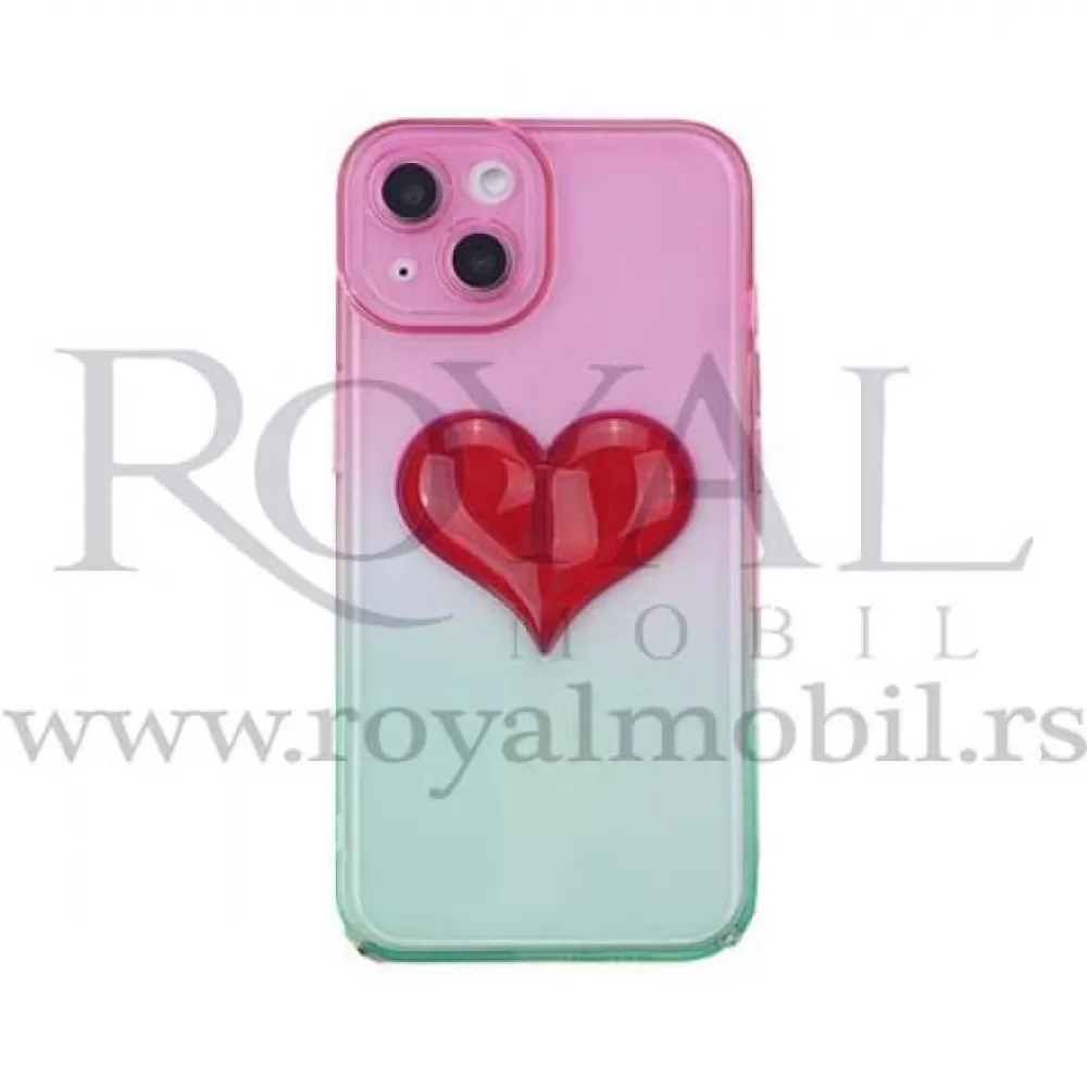 Futrola OMBRE HEART za iPhone 13 Pro Max (6.7) roze-zelena