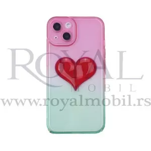 Futrola OMBRE HEART za iPhone 13 Pro (6.1) roze-zelena