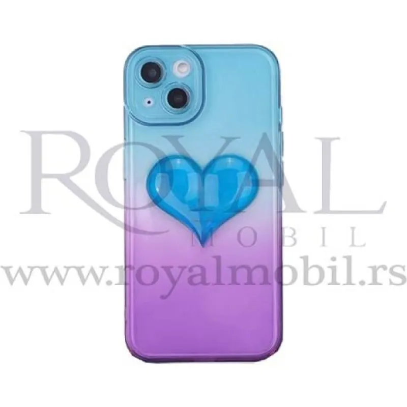 Futrola OMBRE HEART za iPhone 13 Pro (6.1) tirkiz-ljubicasta