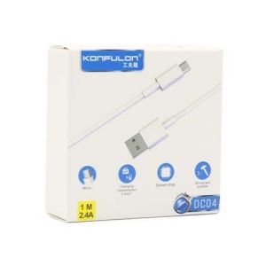 USB kabal KONFULON DC04 micro 1m 2.4A bela