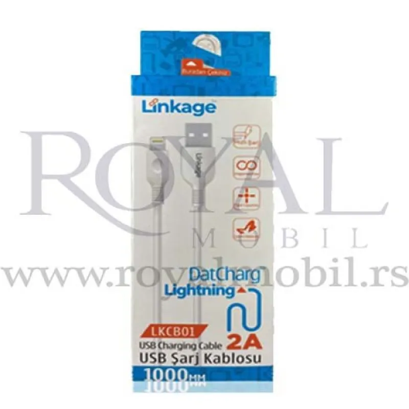 USB kabal LINKAGE LKCB-01 Lightning 1m bela 2A