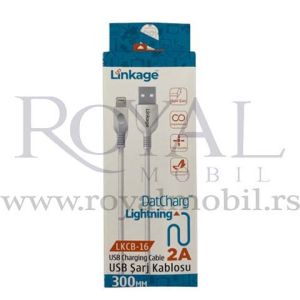 USB kabal LINKAGE LKCB-16 Lightning 300mm bela 2A