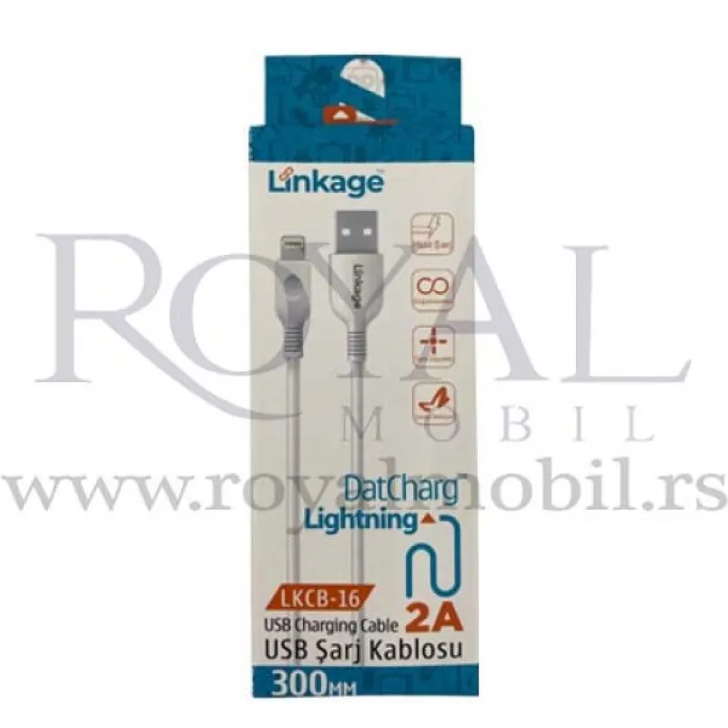 USB kabal LINKAGE LKCB-16 Lightning 300mm bela 2A