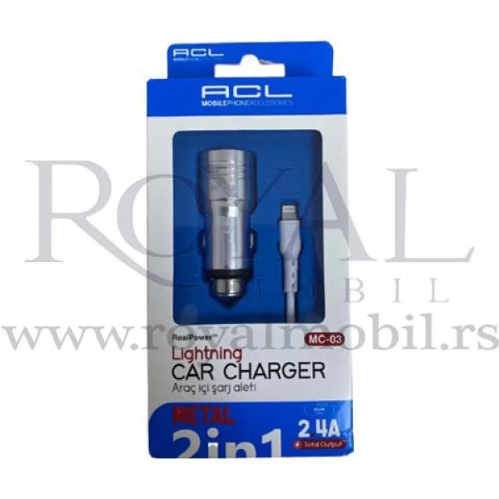 Auto punjac ACL MC-03 lightning 2.4A srebrni