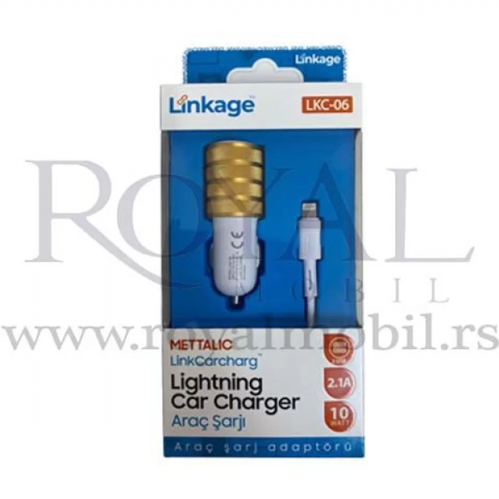 Auto punjac Linkage LKC-06 Lightning 2.1A beli sa zlatnim