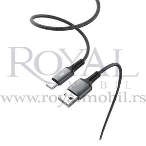 USB kabal ACL charging & data ACK-74 Type-C 3.1A 100cm crno-sivi