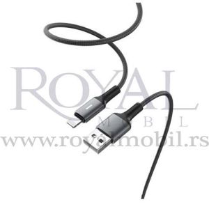 USB kabal ACL charging & data ACK-73 Lightning 3.1A 100cm crno-sivi