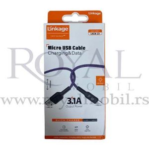 USB kabal LINKAGE Charging & Data LKCB-23 Micro 3.1A 1m plavi