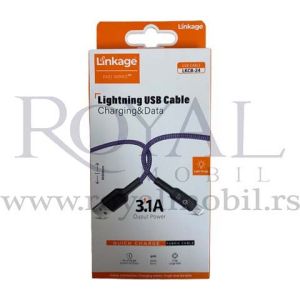 USB kabal LINKAGE Charging & Data LKCB-24 lightning 3.1A 1m plava