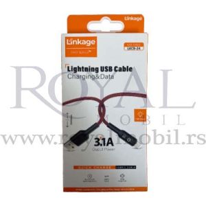 USB kabal LINKAGE Charging & Data LKCB-24 lightning 3.1A 1m crvena