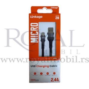 USB kabal LINKAG LKCB-28 Micro 2.4A 1m crni