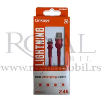 USB kabal LINKAGE LKCB-29 lightning 2.4A 1m crvena
