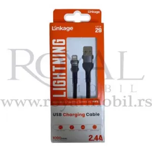 USB kabal LINKAGE LKCB-29 lightning 2.4A 1m crna