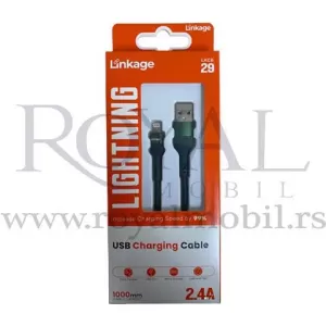 USB kabal LINKAGE LKCB-29 lightning 2.4A 1m zelena
