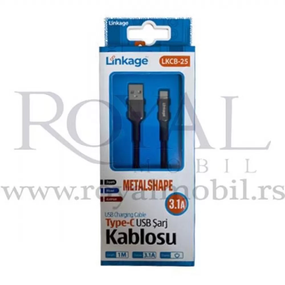 USB kabal LINKAGE LKCB-25 Type-C 3.1A 1m crvena