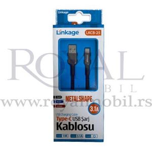USB kabal LINKAGE LKCB-25 Type-C 3.1A 1m crvena