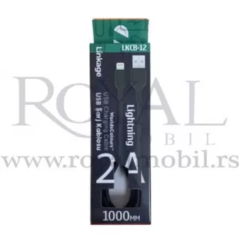 USB kabal LINKAGE LKCB-12 2A 1m Lightning crna