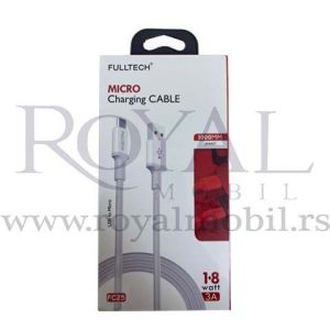 USB kabal FULLTECH charging FC25 Micro 3A 18W 1m bela