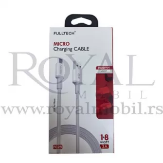 USB kabal FULLTECH charging FC25 Micro 3A 18W 1m bela
