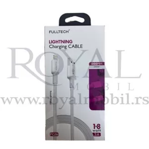 USB kabal FULLTECH charging FC26 lightning 3A 18W 1m bela