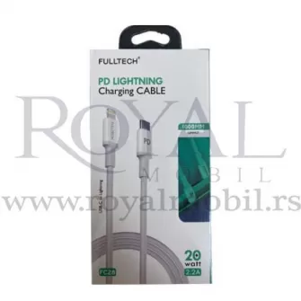 USB kabal FULLTECH charging FC28 PD Lightning 2.2A 20W bela