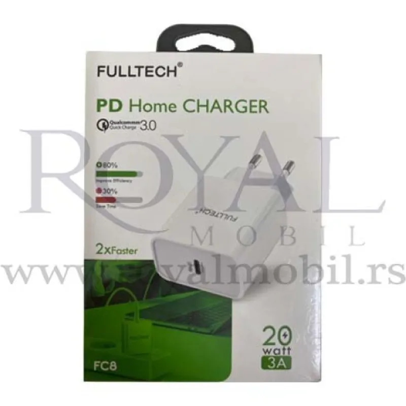 Kucni punjac (kuciste) FULLTECH PD FC8 3A 20W bela