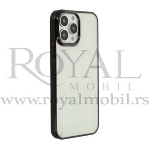 Futrola PVC SA NIKLOVANIM OBODOM za iPhone 14 Pro (6.1) crna