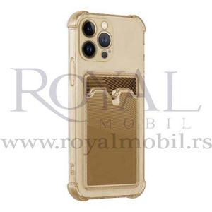 Silikonska futrola CLEAR SA DZEPICEM za iPhone 13 (6.1) zlatna