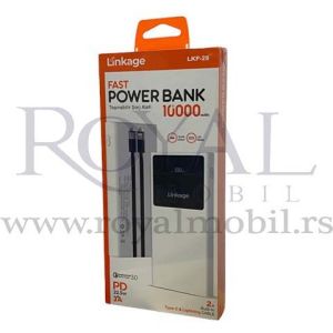 Power bank Linkage LKP-28 10000mAh PD 22.5w 3A (Type-c i Lightning kabal) bela